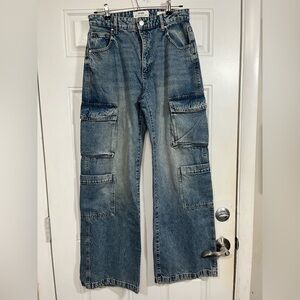 Cotton On Women’s Wide Leg Cargo Jeans Size 6 USA Y2K Style